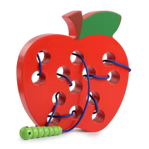 Juego de Enhebrar de <span class=keywords><strong>Madera</strong></span> Montessori de Fábrica EDUAND, Juguete Educativo Divertido de Insectos, Gusanos y Frutas (Manzana, Pera) EN71 - Product Image 2