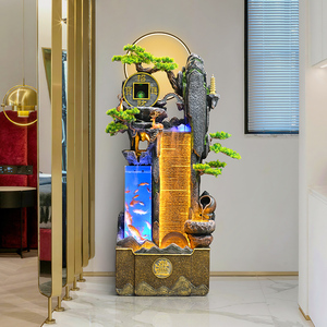 Fontaine d'eau Feng Shui de luxe CHENYISHI avec aquarium et lumières LED, design en résine durable, idéale pour les espaces intérieurs et les centres de bien-être - Product Image 4