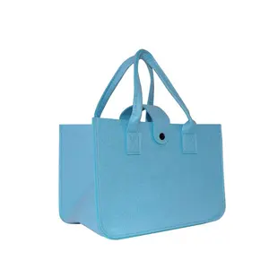 Toptan özelleştirilmiş keçe çanta çanta düğmesi keçe çantalar alışveriş çantası