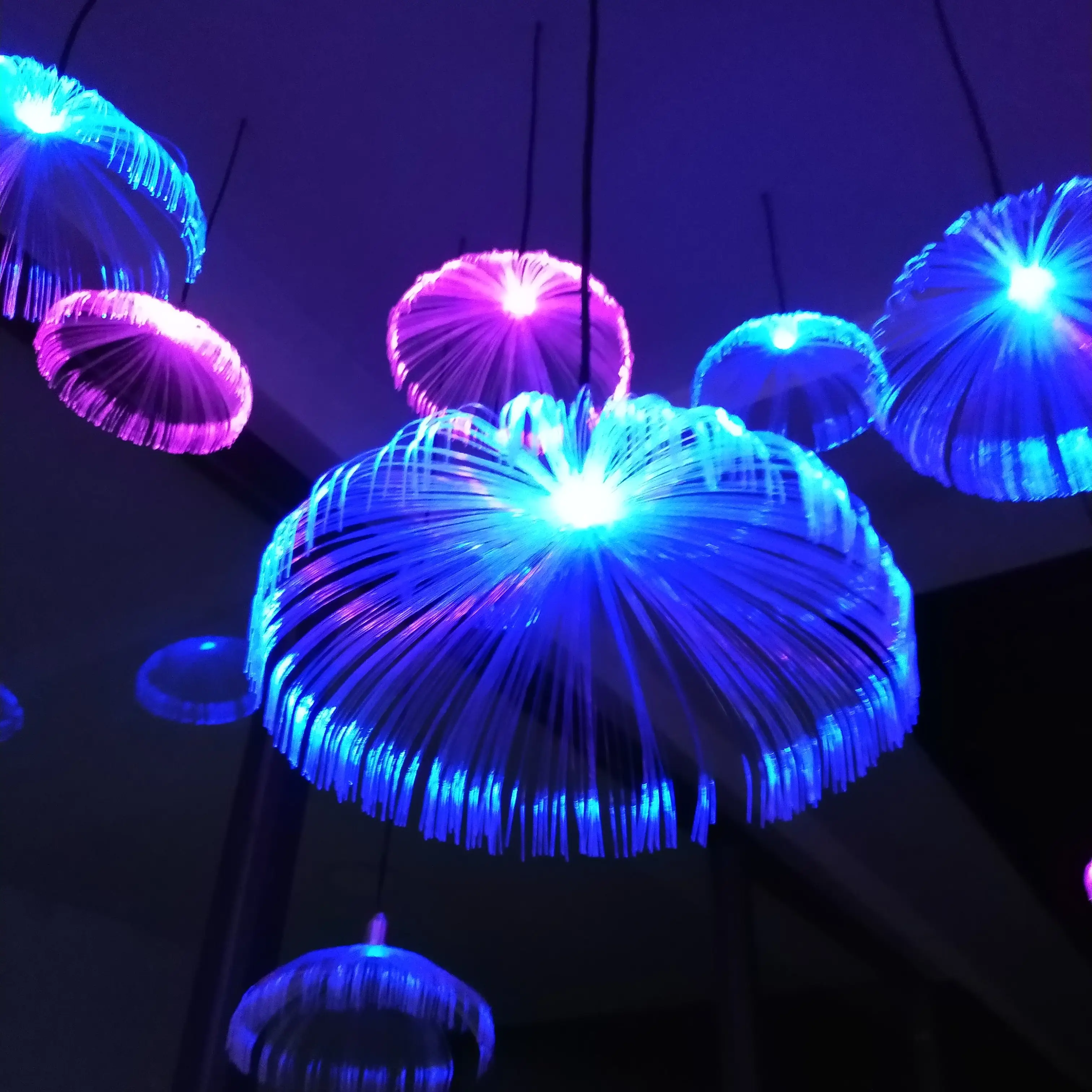 Led fiber optic jellyfish hanging lamp for event holiday light decoration