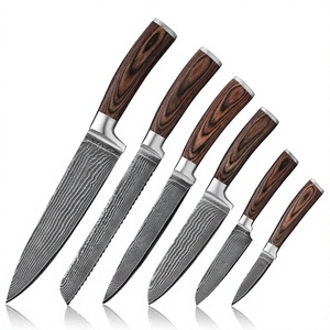 Ensemble de couteaux de chef professionnels LEGACY BLADES en acier Damas, 6 pièces, manche en résine, faits à la main, tranchants comme des rasoirs, ambidextres, pour la cuisine - Product Image 1