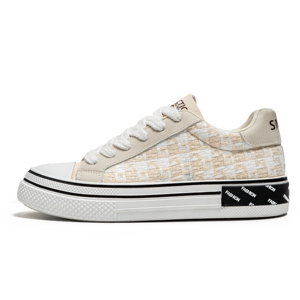 Zapatos casuales a cuadros Zapatos de tabla Cordones deportivos Moda pista de carreras de uso general Cordones planos a cuadros en blanco y negro - Product Image 2