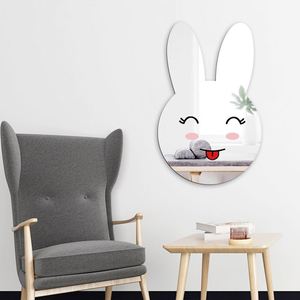 Autocollants miroir 3D en forme de lapin pour la décoration de la chambre des enfants - Autocollants muraux animaux autocollants, décorations de chambre d'enfant en acrylique DIY, autocollants de dessin animé - Product Image 4