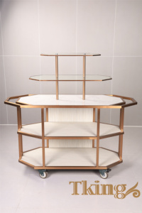 कस्टम लक्जरी आधुनिक खाद्य तैयारी ट्रॉली भंडारण होटल जो पहियों पर गाड़ी भंडारण ट्रॉली की सेवा करता है - Product Image 5