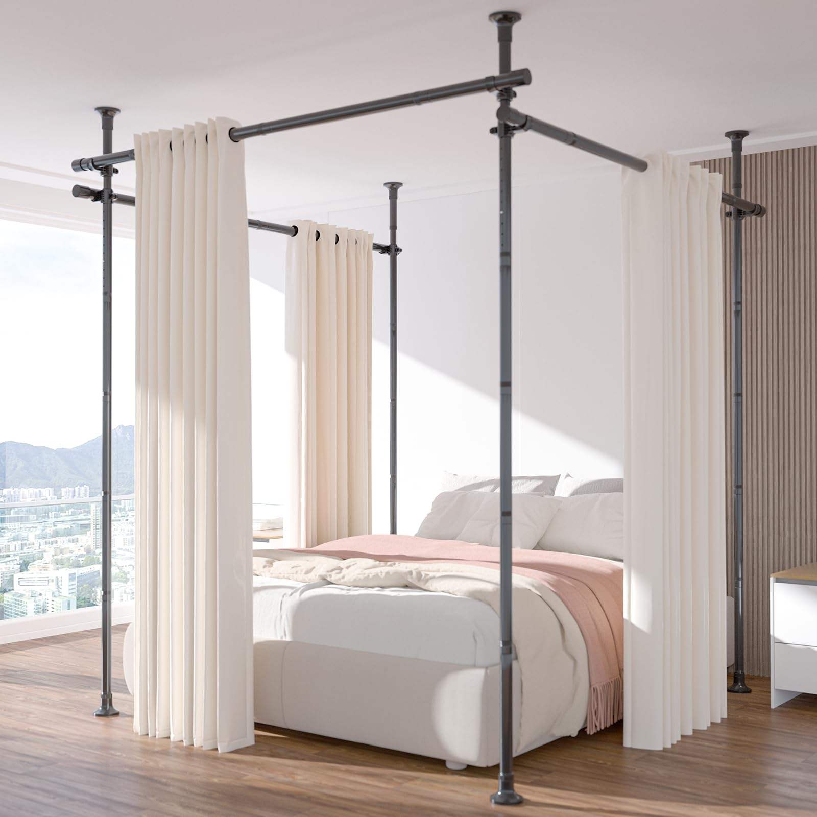 10ft Curtain Rod - Elegant Durable Wood \u0026 Accessories, image size:1600x1600