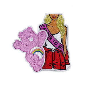 Obral tambalan bunga hati bordir penuh ramah lingkungan kustom menjahit Logo kustom & topi garmen warna - Product Image 2