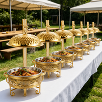 Réchaud à alcool FLEY en acier inoxydable orné avec plateau de service argenté et cadre à motifs pour tables de réception de mariage