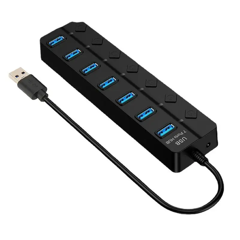 Hoge Snelheid 7 In 1 Usb Adapter 3.0 Poorten 7 Poort Usb Data Hub Voor Individuele Schakelaars Voor Computer Mac Pro Desktop Laptop