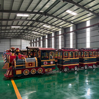 Tren Eléctrico Sin Rieles para Parques Temáticos Urbanos, con Chasis de Acero Reforzado y Amortiguación, para Paseos Turísticos y de Ocio