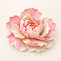 Fleur de pivoine en argile faite à la main de qualité supérieure, décoration florale douce et pastel personnalisée pour la maison, les mariages et les présentoirs cadeaux