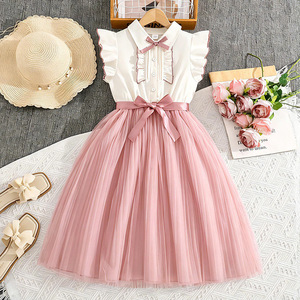 Girl Summer <strong>Dress</strong> 2026 White <strong>Pink</strong> Patchwork Tulle Flutter <strong>Dress</strong> <strong>for</strong> Big Girl Mixed Colors - Product Image 1
