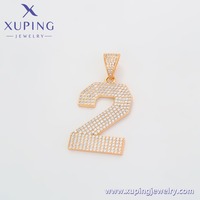 X000716958 Bijoux Xuping Grand Pendentif Breloque Chiffre 2 Entièrement Sertie de Pierres