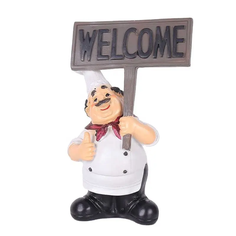 シェフキャラクター装身具ウエスタンレストランシェフの黒板ウェルカムサインと食事の看板のファッショナブルで創造的な装飾
