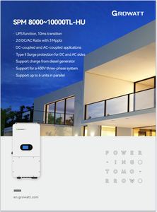 อินเวอร์เตอร์พลังงานแสงอาทิตย์แบบไฮบริด Growatt <span class=keywords><strong>SPH</strong></span>/SPM8000-10000TL-HU จากโรงงานโดยตรง 10kW ประสิทธิภาพ 96.5% รองรับแรงดันไฟฟ้าเข้า 600V 3 MPPT ใช้กับแบตเตอรี่แรงดันต่ำ สำหรับใช้ในบ้าน - Product Image 3