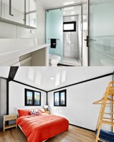 Location de fermes modernes, locations d'hôtels Airbnb, maisons conteneurs, mini-maisons confortables et respirantes, jardins, cours, balcons.