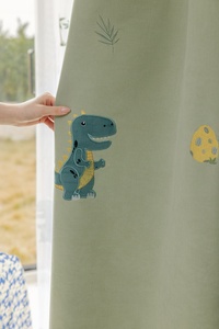 Di alta qualità stile moderno ciniglia cartone animato dinosauro ricamo Design <span class=keywords><strong>tende</strong></span> oscuranti con puro per le camere da letto dei bambini - Product Image 5