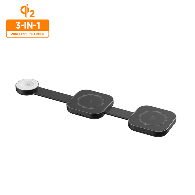 Vina 15W 3 in 1 Magnetic Wireless Charger QI2 Foldable Design Fast Charge No Overheating Metal Dock for Phone Watch Earbuds