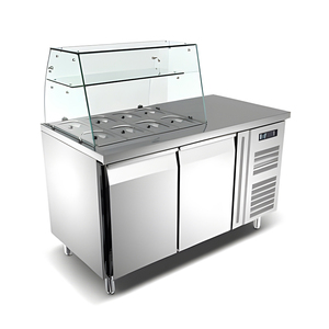 Mostrador de Acero Inoxidable para Preparación de Ensaladas y Pizzas, Refrigerador con Vitrina - Product Image 5