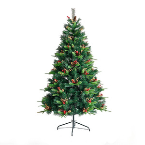 Nhà Máy Trực Tiếp Tùy Chỉnh Bán Buôn PVC Cây Giáng Sinh Đồ Trang Trí 180 Cm Phong Cách Hiện Đại Cây Trần Với Thông & Trái Cây Màu Đỏ Chống Cháy - Product Image 2