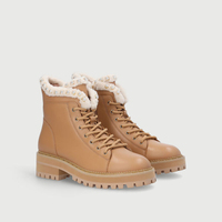 Bottes martin à lacets en cuir abricot pour femme, fabricant, usine, prix de gros, mode personnalisée, hiver
