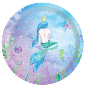 Huancai <span class=keywords><strong>petite</strong></span> sirène service de table jetable avec assiettes en papier tasses serviettes pour enfants filles fournitures de fête d'anniversaire - Product Image 3