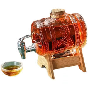 1000ml recyclable créatif en <span class=keywords><strong>forme</strong></span> de tonneau distributeur de vin verre porte-bouteille de vin verre à whisky ensemble de vin - Product Image 3