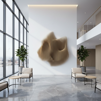 Sculptures murales en bois sur mesure, décorations géométriques paramétriques à grande échelle en bois |   Murs en bois massif ondulés pour hôtel