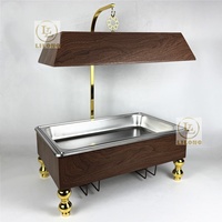 Plat de service de luxe 9L en acier inoxydable effet bois avec couvercle suspendu, chauffe-plats pour buffet, idéal pour hôtels, mariages, banquets et traiteurs