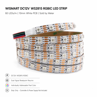 Bande LED adressable WISMART DC12V WS2815 RGBIC 60 LED/m 10mm PCB blanc avec fonction de reprise de signal double et pixels flexibles