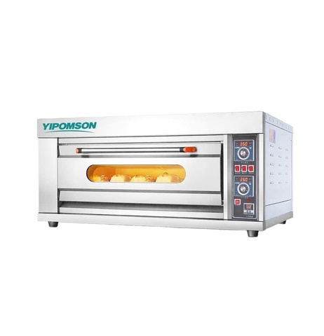 Yipomson Commercial Stainless Steel Gas Oven One-Layer Two-Tray Bakery Oven with Independent Temperature Control & Timer