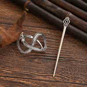 Épingle à cheveux rétro Viking en forme de dragon, gothique vintage, avec squelette de mite, pierre de lune et bois de cerf, bijoux punk pour femmes, en alliage, pour mascarade - Product Image 6