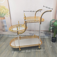 Chariot de nourriture du Moyen-Orient, chariot de luxe en métal haut de gamme de style fusée, poussé à la main, chariot à légumes et desserts, table à thé mobile