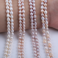 7 "gros 18cm brins courts 6-7mm blanc rose violet couleur riz perle d'eau douce brin pour la fabrication de bijoux