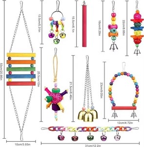 Venta al por mayor: Paquete de 9 columpios de algodón coloridos para loros pequeños, juguetes masticables para pájaros, columpios para canarios, escalera de cuatro/cinco/siete/diez peldaños - Product Image 3