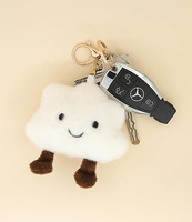 Porte-clés rond en peluche rayé personnalisé avec étiquette tissée, breloque promotionnelle pour petit sac de marque Garden, jouet