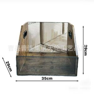 Cesta de almacenamiento de discos de vinilo con combinación de hierro y madera, organizador de discos de vinilo, CD y álbumes para escritorio - Product Image 3