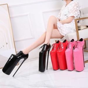 Chaussures pour femmes, talons aiguilles très hauts de 30 cm, lacets bas, talons de soirée, plateforme de 20 cm, bottines à la cheville pour filles sexy - Product Image 4