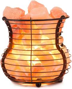 Lampes en sel de l'Himalaya en panier, avec morceaux de sel, ensemble complet, cordon électrique et ampoule, matériaux organiques - Product Image 5