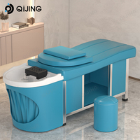 Lit de massage thaïlandais moderne et personnalisé avec bac de lavage pour shampoing, spa capillaire et massage de la tête en salon