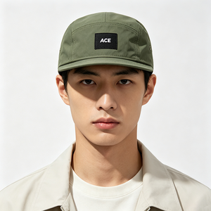 Unisex Solid Quick Dry 5 Panel Camp Cap Custom ACE Woven Patch Lightweight Flat Brim Outdoor Hiking Running Fishing Camp <b>Hat</b> - Product Image 1
