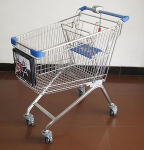 Chariot de courses de supermarché de style européen, chromé, 85L - Product Image 5