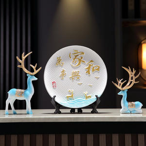 Figurines décoratives d'entrée en résine époxy artistique Lucky Elk Home Wanshixing, luxe léger, moderne, décoration de séparation de salon chaleureuse - Product Image 2