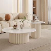 Table basse ronde en pierre frittée de style français, table à thé minimaliste pour petit salon, mobilier de maison