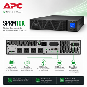 UPS Schneider <span class=keywords><strong>APC</strong></span> SPRM1K de 1KVA y 2U para Montaje en Rack, UPS en Línea Serie SP con Batería de Plomo-Ácido para Rack de Servidores y Gabinete de Red - Product Image 1