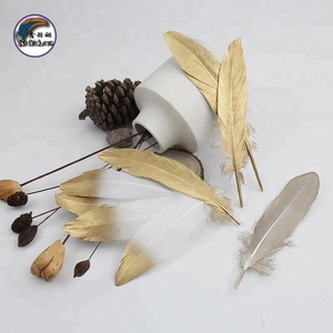 Plumes d'oie dorées en gros pour le bricolage, 17-22 cm, motif teint pour décorations de chapeaux - Product Image 4