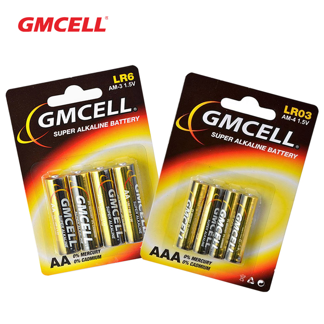 GMCELL Lr03 AAA Alkaline Battery 4/6/8/10 Pack 10 Year Shelf Life Certified CE ROHS MSDS 1.5V AA Battery Blister Package