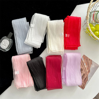 Écharpe longue unie en mousseline transparente ultra-légère, ruban en gaze multicolore pour femme, attache-cheveux quotidienne, bandeau pour queue de cheval, décoration de sac
