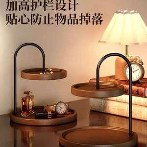 Double Layer Wooden <b>Desktop</b> Storage Rack 12.5cm Inner Height Cosmetic Jewelry Tray <b>Shelf</b> Standing Type Round Shape - Product Image 5