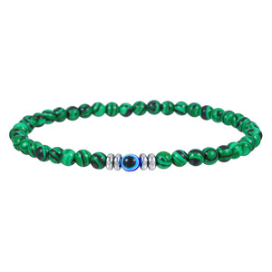 Bracelet Hip Hop Unisexe Personnalisé en Malachite Naturelle 4mm, <span class=keywords><strong>Pierre</strong></span> <span class=keywords><strong>de</strong></span> <span class=keywords><strong>Lave</strong></span> et Perles Œil <span class=keywords><strong>de</strong></span> Tigre, avec Œil du Démon Bleu, pour Prière et Yoga - Product Image 4