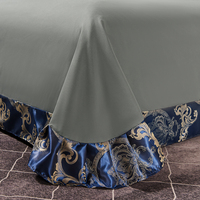 Parure de lit de luxe en satin jacquard haute densité 4 pièces, broderie simple ligne, taille Queen/King, fermeture éclair métallique durable
